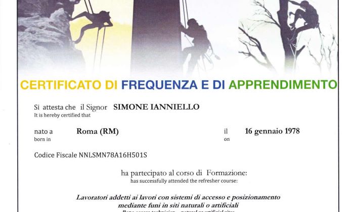 Lavori in quota con accesso e posizionamento mediante funi in siti artificiali e naturali (Aggiornamento Mod. A)