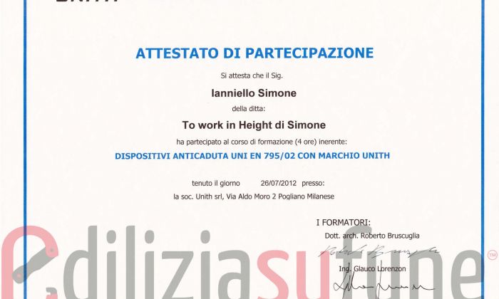 Formazione installazione sistemi anticaduta